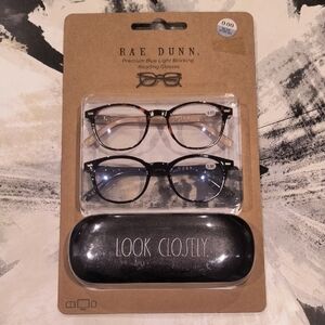 Rae Dunn Black and Brown Glasses with Case